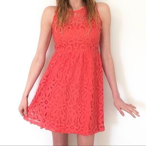 [nwot] Enfocus coral lace dress — size 8